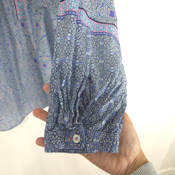 Talbots Women's Medallion Print Cotton Popover Top - Picture 4 of 9